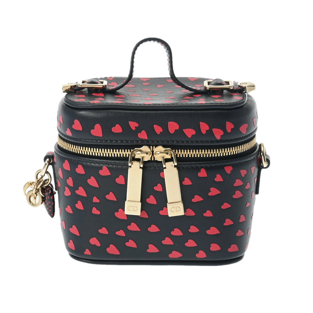 CHRISTIAN DIOR Lady Vanity Heart Navy Blue Red Leather Bag